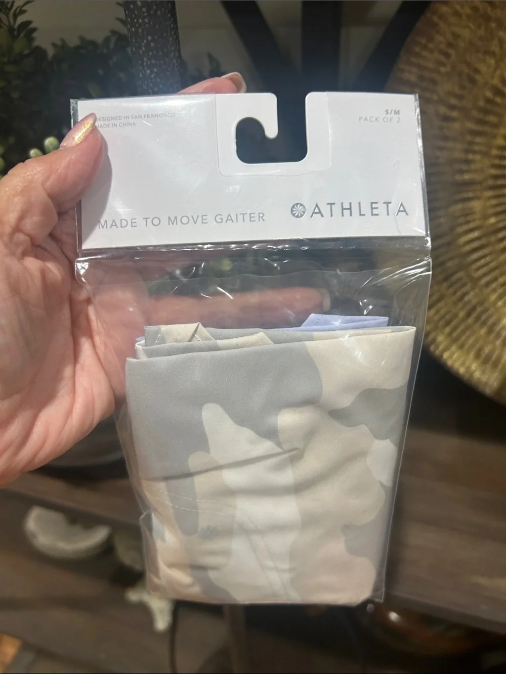 Athleta Neutral Camo Stretch Gaiter - Beige & Light Gray